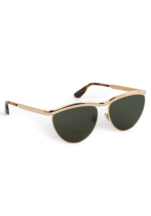 HEIDI | 18K Chroma + Havana Handcrafted, luxury gold chroma stainless steel large cat eye KREWE sunglasses