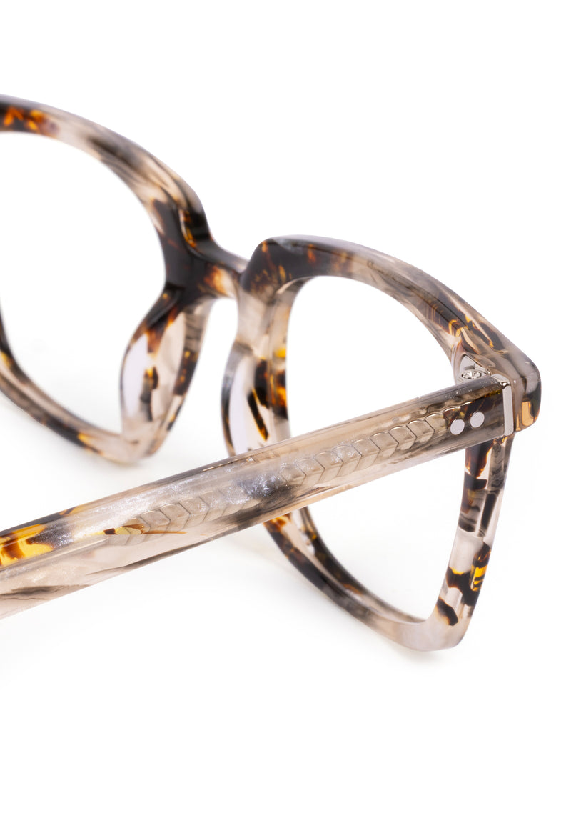 HOWARD | Plume Handcrafted, luxury brown and cream tortoise acetate rectangular KREWE eyeglasses