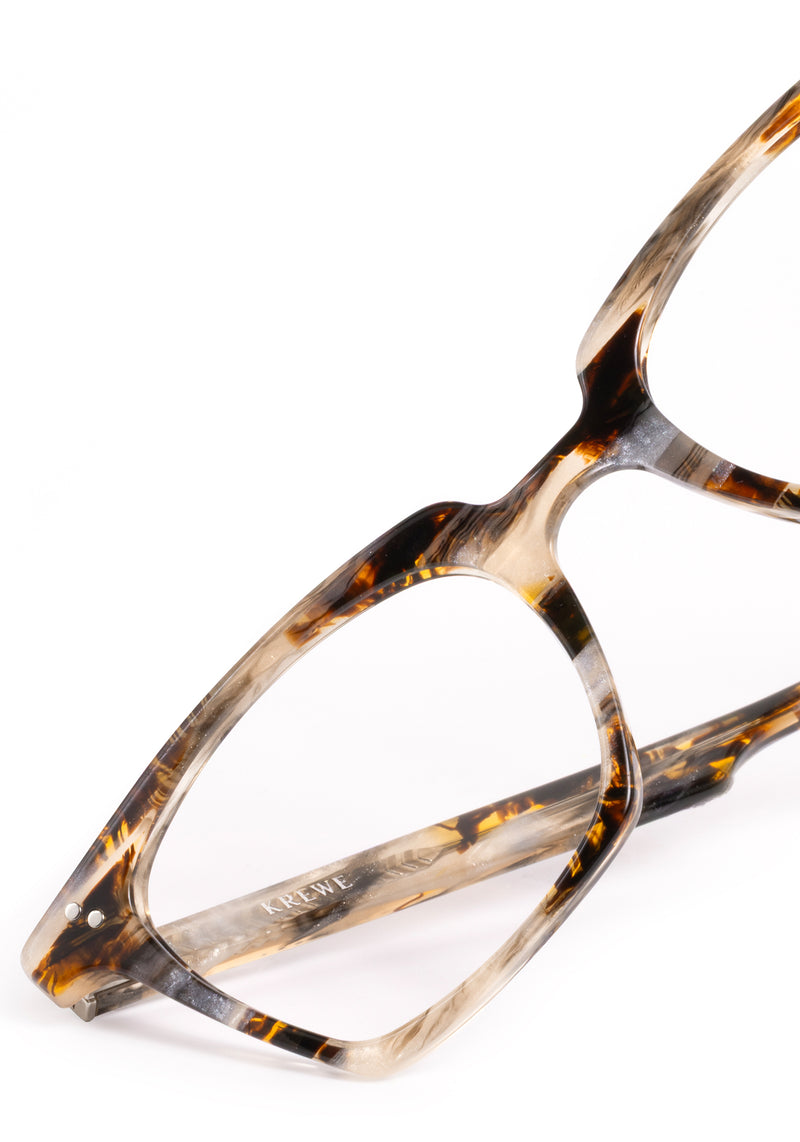 HOWARD | Plume Handcrafted, luxury brown and cream tortoise acetate rectangular KREWE eyeglasses