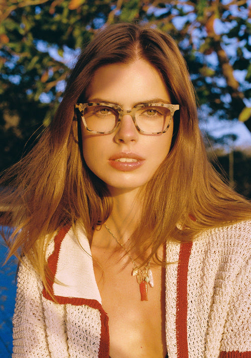 KREWE HOWARD (49) | Matte Oyster Handcrafted, luxury, designer matte tortoise shell acetate eyeglasses womens model | Model: Gwen