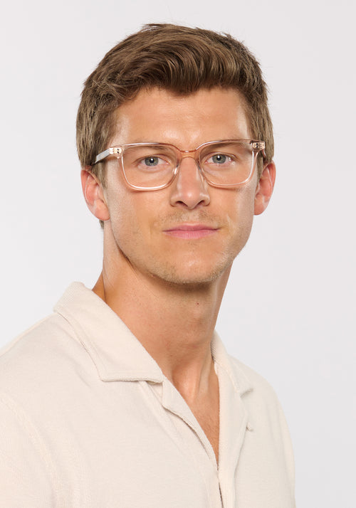 HUDSON | Buff + Iberia Handcrafted, luxury clear acetate KREWE eyeglasses mens model | Model: Ben