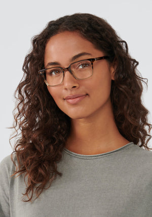 KREWE - HUDSON | Walnut Handcrafted, luxury brown acetate glasses womens model | Model: Meli
