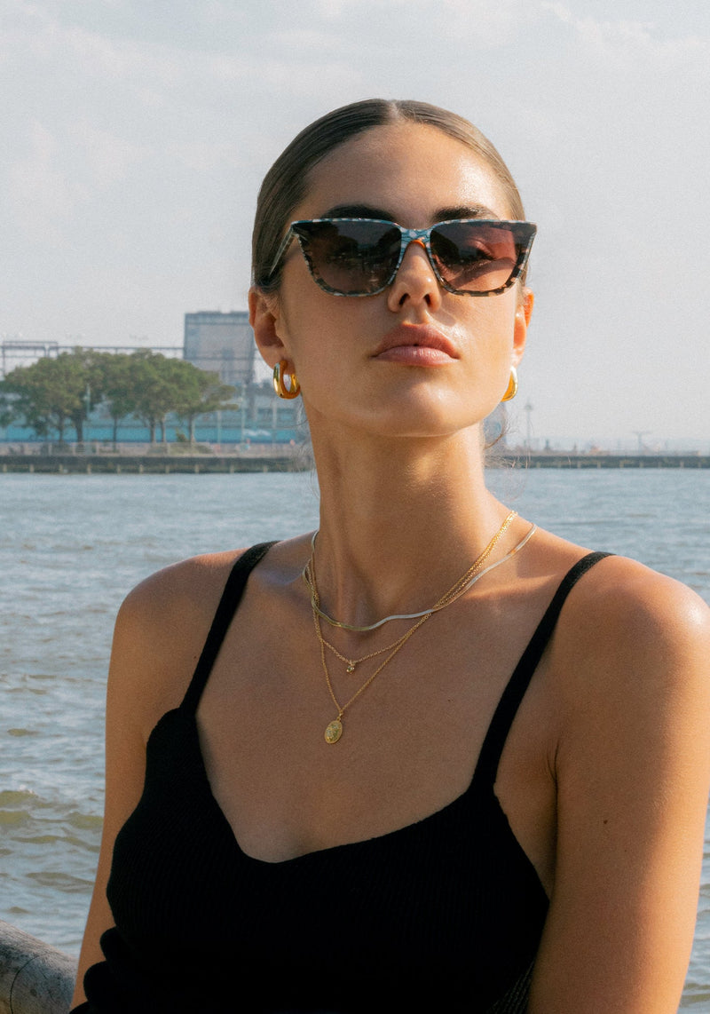 KREWE - BOWERY NYLON | Como handcrafted, luxury custom and exclusive italian acetate. limited edition cat eye sunglasses womens model campaign | Model: Ainhoa