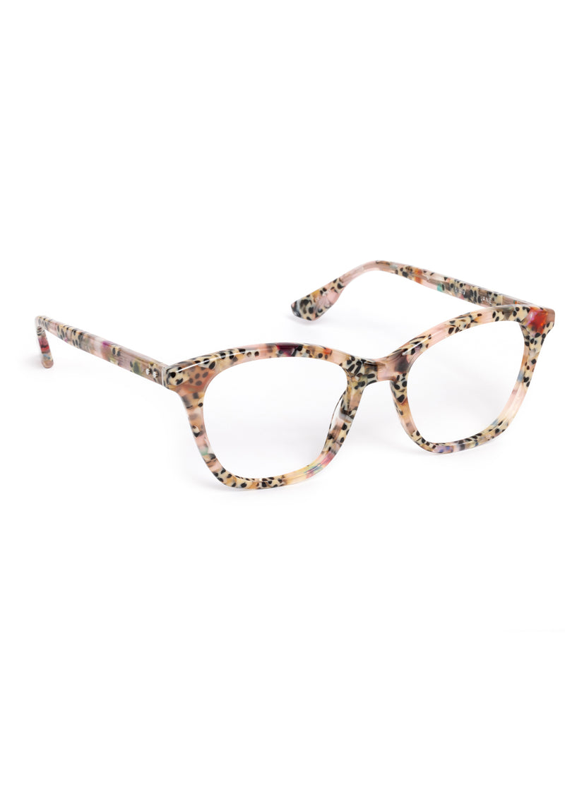 JANE | Pink Poppy Handcrafted luxury speckled multicolored acetate medium cat-eye KREWE eyeglasses 