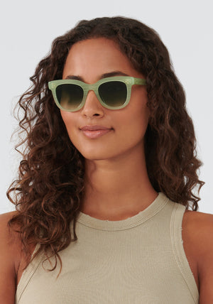 JENA | Basil luxury green acetate KREWE sunglasses womens model | Model: Meli