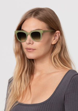 JENA | Basil luxury green acetate KREWE sunglasses womens model | Model: Maritza