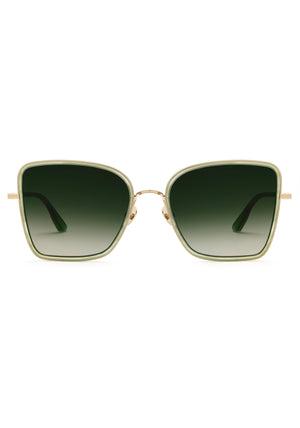 JOLENE | 12K Titanium + Selene Handcrafted, luxury titanium and light green acetate oversized butterfly KREWE sunglasses