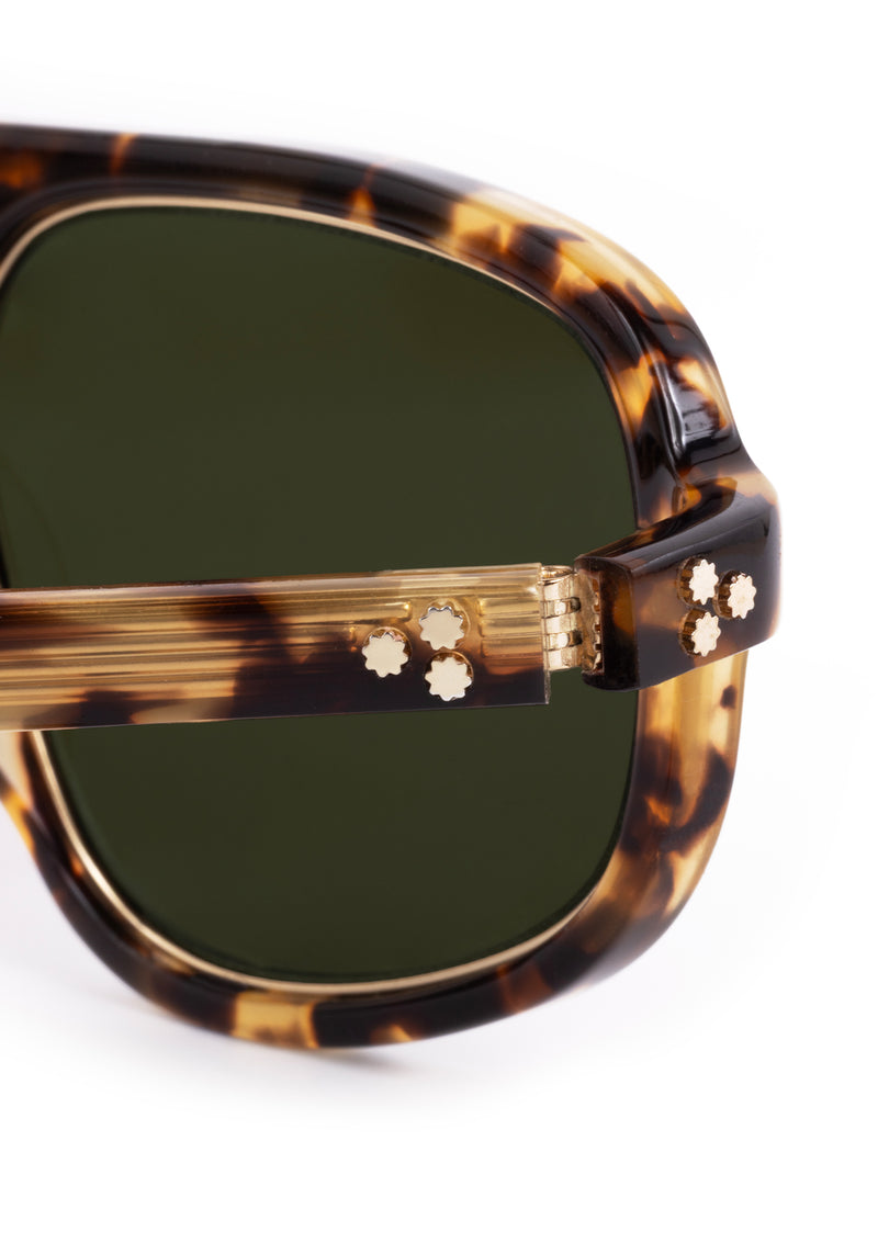 JORDAN | Nikko Tortoise + 12K Polarized Handcrafted, luxury brown tortoise acetate KREWE aviator sunglasses  womens model