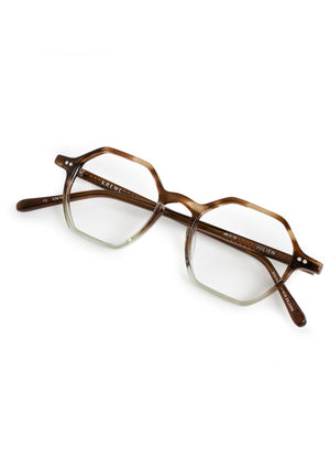 JULIEN | Coastal Fade Handcrafted luxury brown and clear acetate square geometric KREWE eyeglasses 