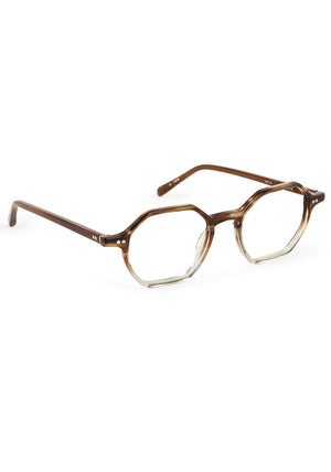 JULIEN | Coastal Fade Handcrafted luxury brown and clear acetate square geometric KREWE eyeglasses 
