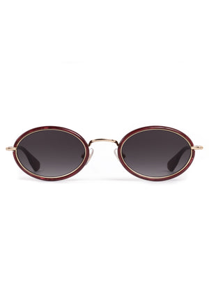 KATE | 12K + Bordeaux Handcrafted, luxury burgundy acetate and stainless steel small oval KREWE sunglasses 