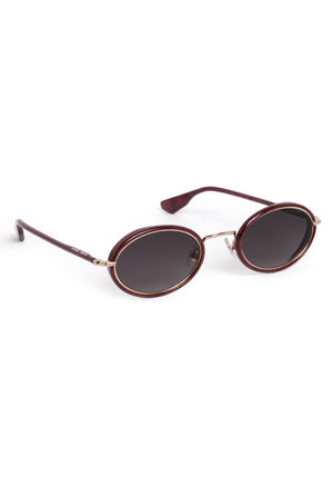 KATE | 12K + Bordeaux Handcrafted, luxury burgundy acetate and stainless steel small oval KREWE sunglasses 