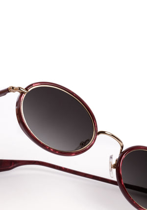 KATE | 12K + Bordeaux Handcrafted, luxury burgundy acetate and stainless steel small oval KREWE sunglasses 