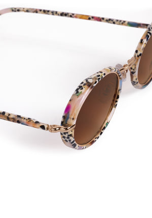 KATE | 18K + Granita Handcrafted, luxury speckled multicolored acetate and stainless steel small oval KREWE sunglasses 