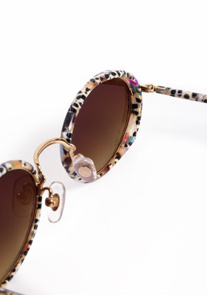 KATE | 18K + Granita Handcrafted, luxury speckled multicolored acetate and stainless steel small oval KREWE sunglasses 