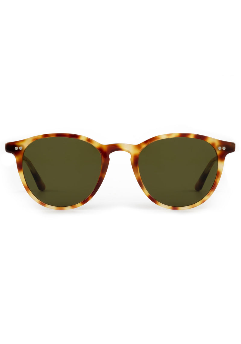 LANDRY | Hawksbill Handcrafted, luxury brown tortoise acetate round KREWE sunglasses 