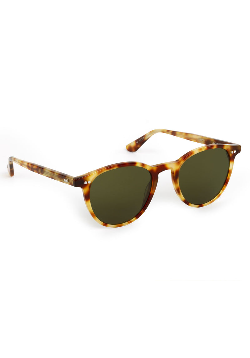 LANDRY | Hawksbill Handcrafted, luxury brown tortoise acetate round KREWE sunglasses 