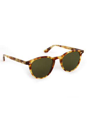 LANDRY | Hawksbill Handcrafted, luxury brown tortoise acetate round KREWE sunglasses 