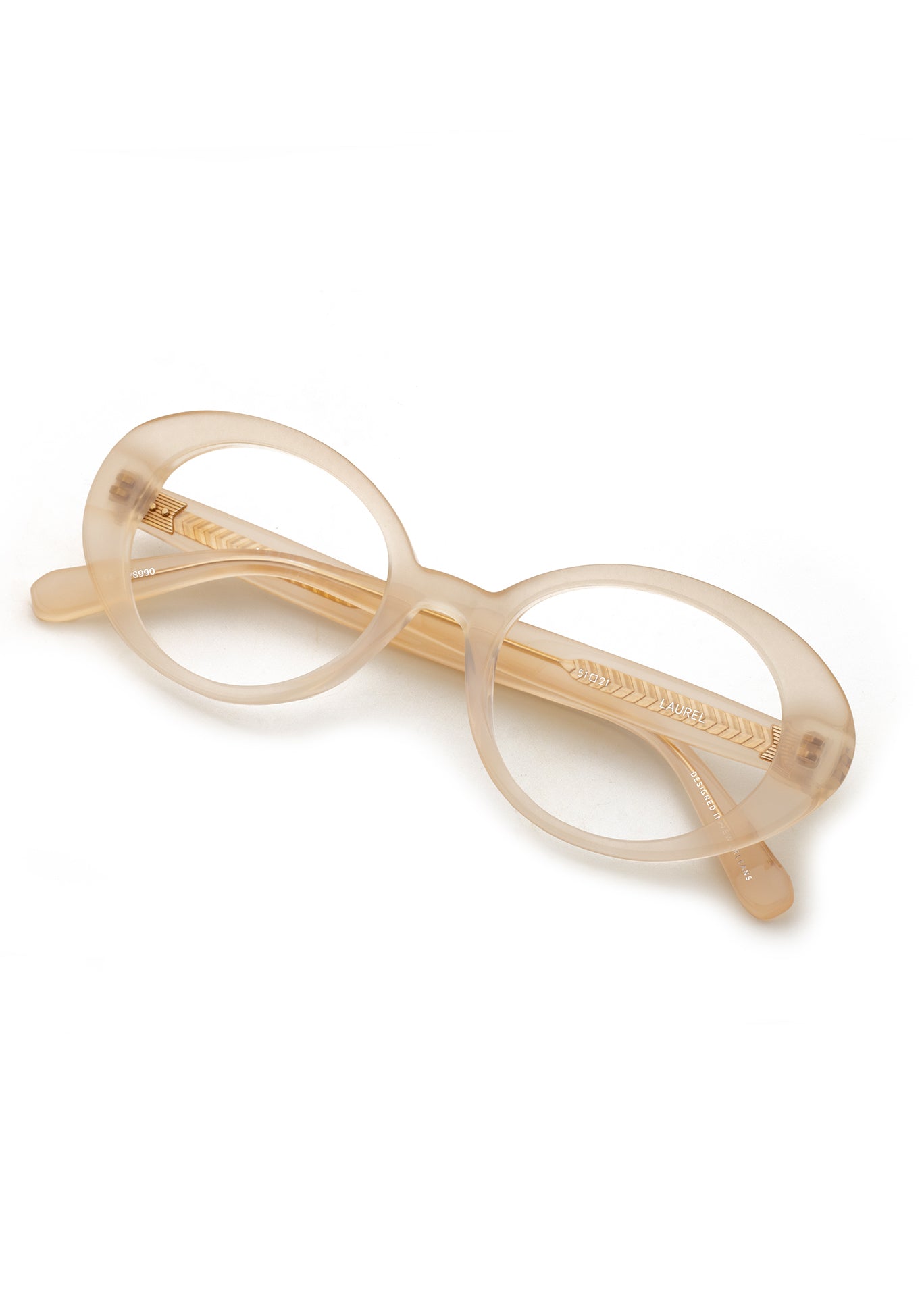 LAUREL | Blonde Handcrafted, luxury tan acetate round oval KREWE eyeglasses