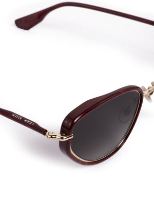 LEAH | 12K + Bordeaux Handcrafted, luxury burgundy acetate and stainless steel cat-eye KREWE sunglasses
