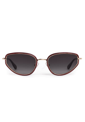 LEAH | 12K + Bordeaux Handcrafted, luxury burgundy acetate and stainless steel cat-eye KREWE sunglasses
