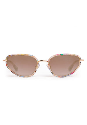 LEAH | 18K + Gelato Mirrored Handcrafted, luxury multicolored tortoise acetate and stainless steel cat-eye KREWE sunglasses 