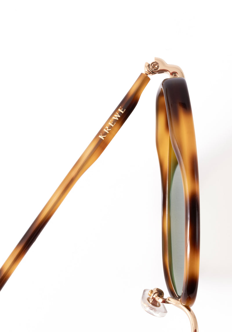 LEAH | 18K + Maple Handcrafted, luxury brown tortoise acetate and stainless steel cat-eye KREWE sunglasses