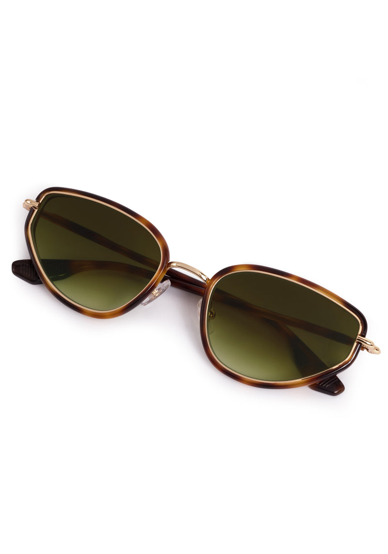 LEAH | 18K + Maple Handcrafted, luxury brown tortoise acetate and stainless steel cat-eye KREWE sunglasses