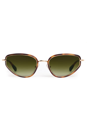 LEAH | 18K + Maple Handcrafted, luxury brown tortoise acetate and stainless steel cat-eye KREWE sunglasses