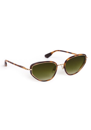 LEAH | 18K + Maple Handcrafted, luxury brown tortoise acetate and stainless steel cat-eye KREWE sunglasses