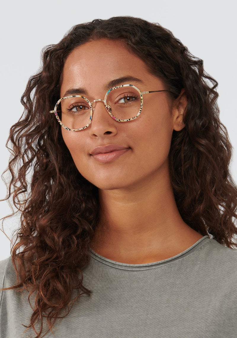 KREWE - LEIGHTON | 12K Titanium + Poppy handcrafted, luxury colorful acetate and metal geometric eyeglasses womens model | Model: Meli