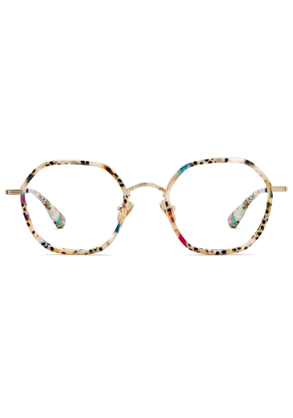 KREWE - LEIGHTON | 12K Titanium + Poppy handcrafted, luxury colorful acetate and metal geometric eyeglasses