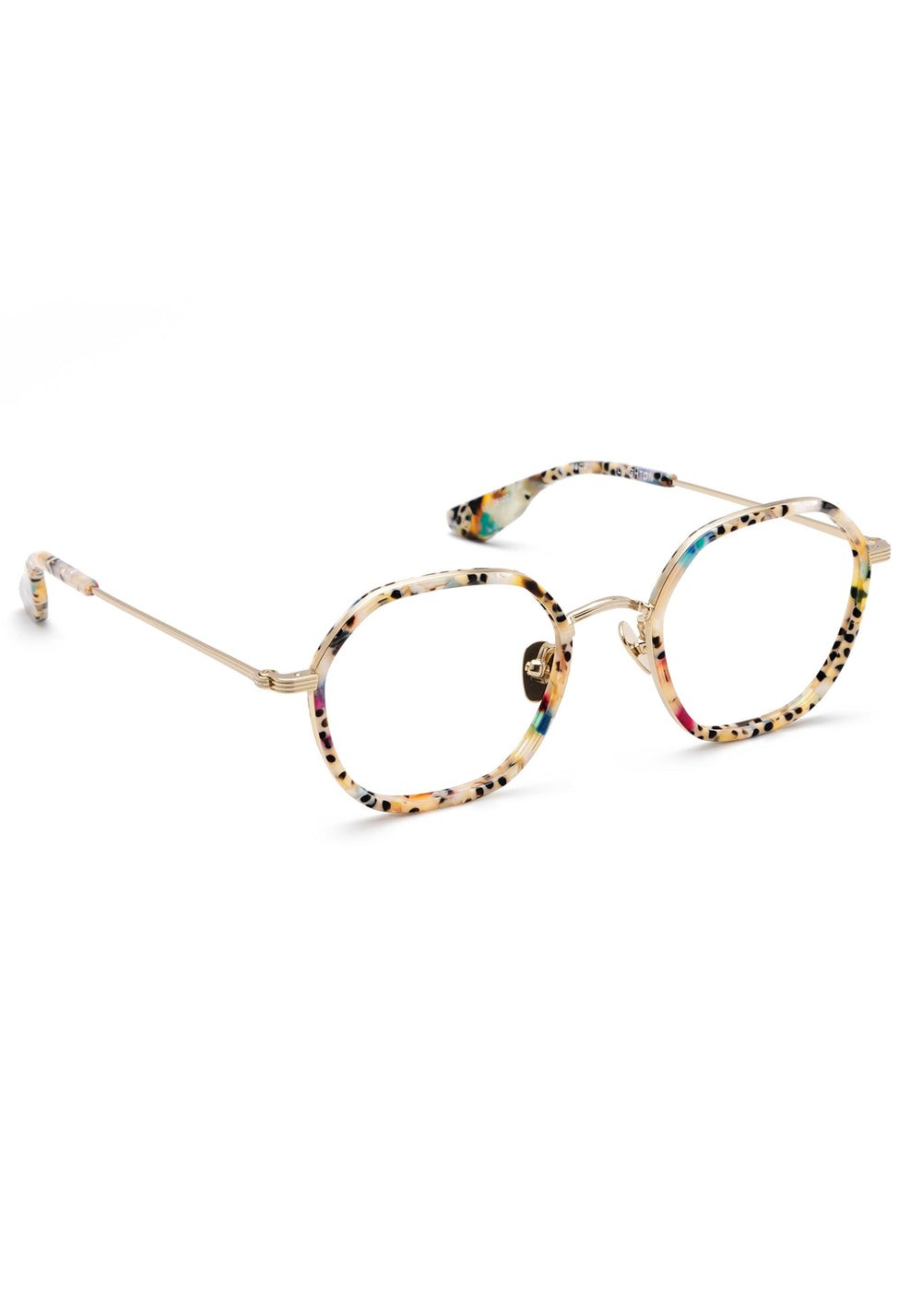 KREWE - LEIGHTON | 12K Titanium + Poppy handcrafted, luxury colorful acetate and metal geometric eyeglasses