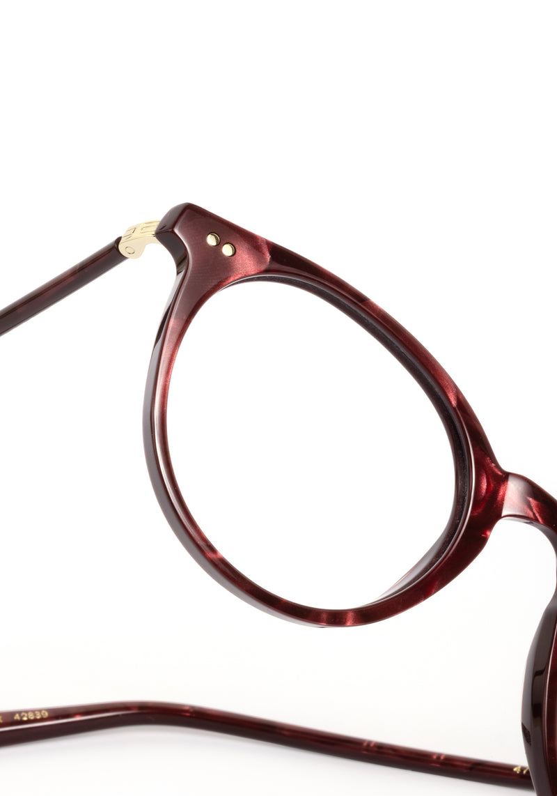 LISBON | Bordeaux Handcrafted, luxury burgundy tortoise small round KREWE eyeglasses