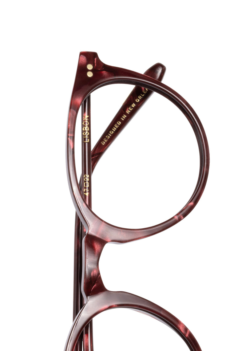 LISBON | Bordeaux Handcrafted, luxury burgundy tortoise small round KREWE eyeglasses