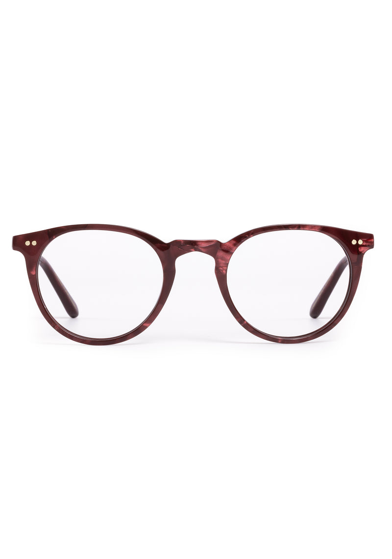 LISBON | Bordeaux Handcrafted, luxury burgundy tortoise small round KREWE eyeglasses