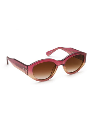 LUCY | Hibiscus Handcrafted, luxury dark pink gradient acetate medium sized oval wrap KREWE sunglasses