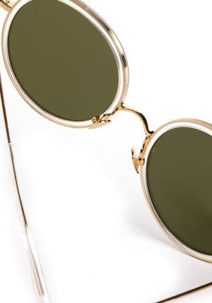 KREWE - LUISA | Crystal 24K Polarized handcrafted, luxury round oversized sunglasses