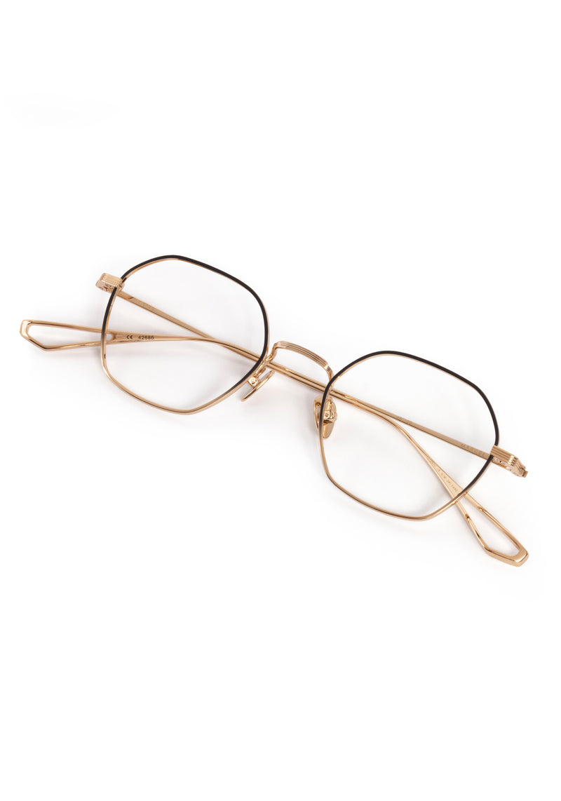 MARCEL | 18K Matte Black Fade Titanium handcrafted, luxury 18K black gold metal round KREWE eyeglasses