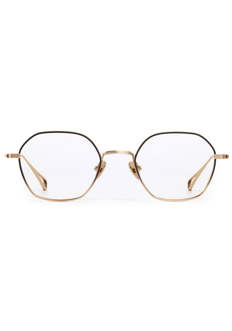 MARCEL | 18K Matte Black Fade Titanium handcrafted, luxury 18K black gold metal round KREWE eyeglasses