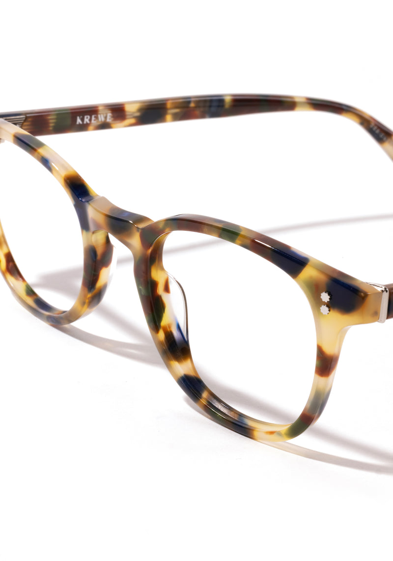MARENGO | Tuscan Tortoise Handcrafted luxury multicolored tortoise acetate small round KREWE eyeglasses womens model