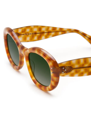 MARGARET | Fernet Handcrafted, luxury brown checkered tortoise acetate medium sized oval bubble frame KREWE sunglasses