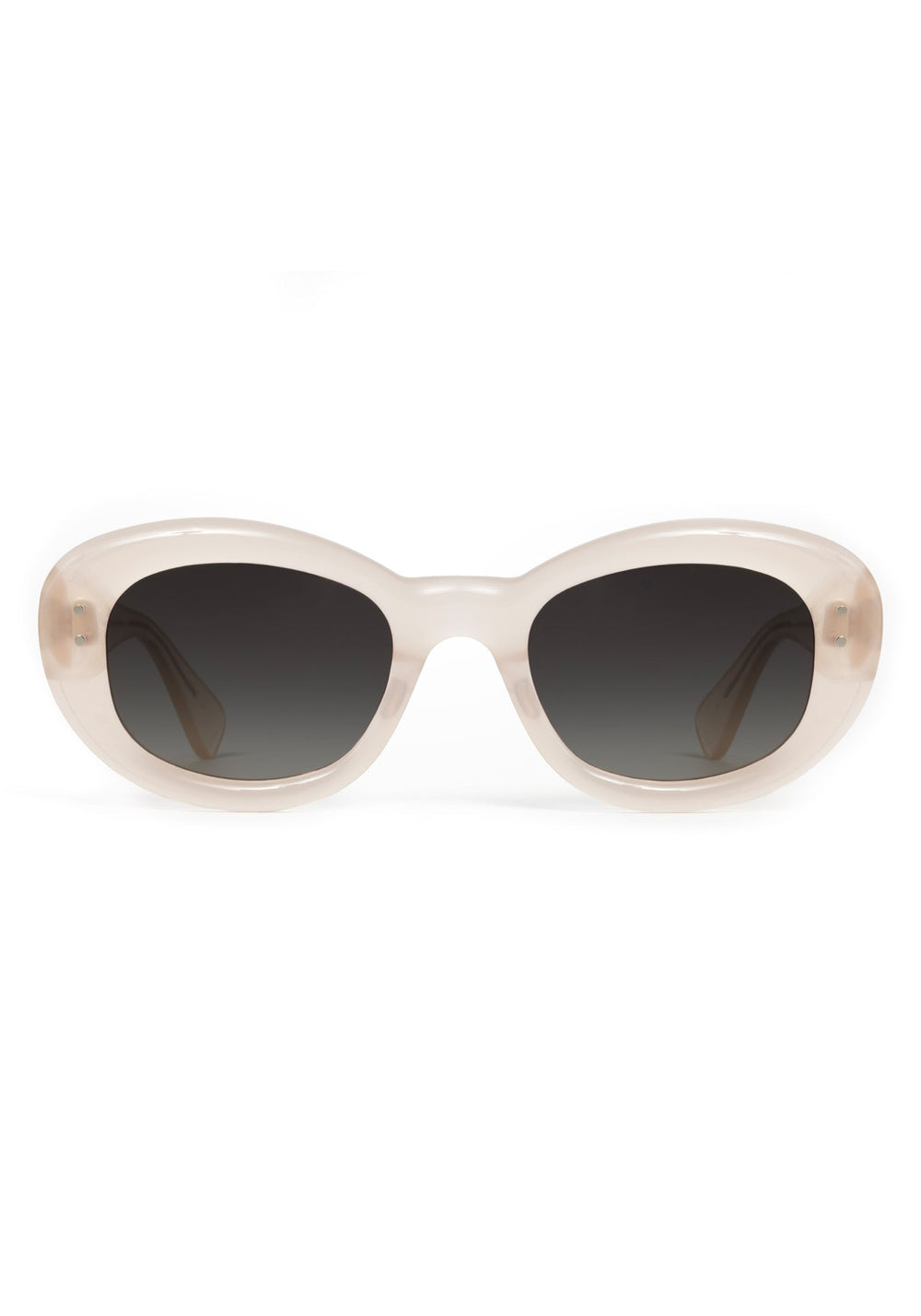 MARGARET | Platinum Blonde Handcrafted, luxury cream white acetate medium sized oval bubble frame KREWE sunglasses 