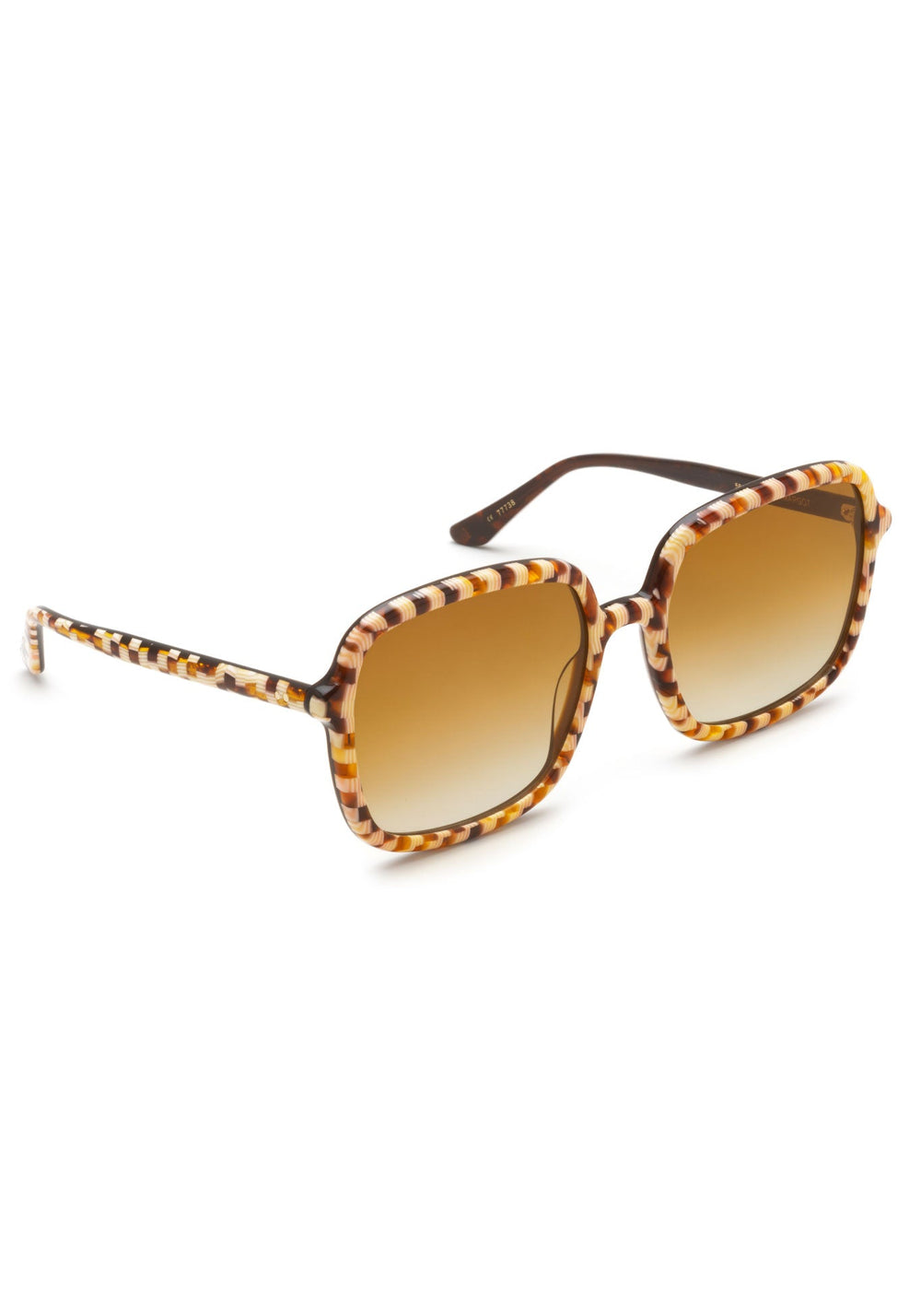 KREWE SUNGLASSES - MARGOT | Caffe Dolce + Custom Vanity Tint handcrafted, luxury oversized square checkered sunglasses with orange tinted lenses