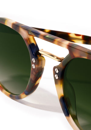 MARKLE | Tuscan Tortoise 18K Handcrafted, luxury multicolored  tortoise acetate KREWE sunglasses with gold stainless steel metal hardware womens model