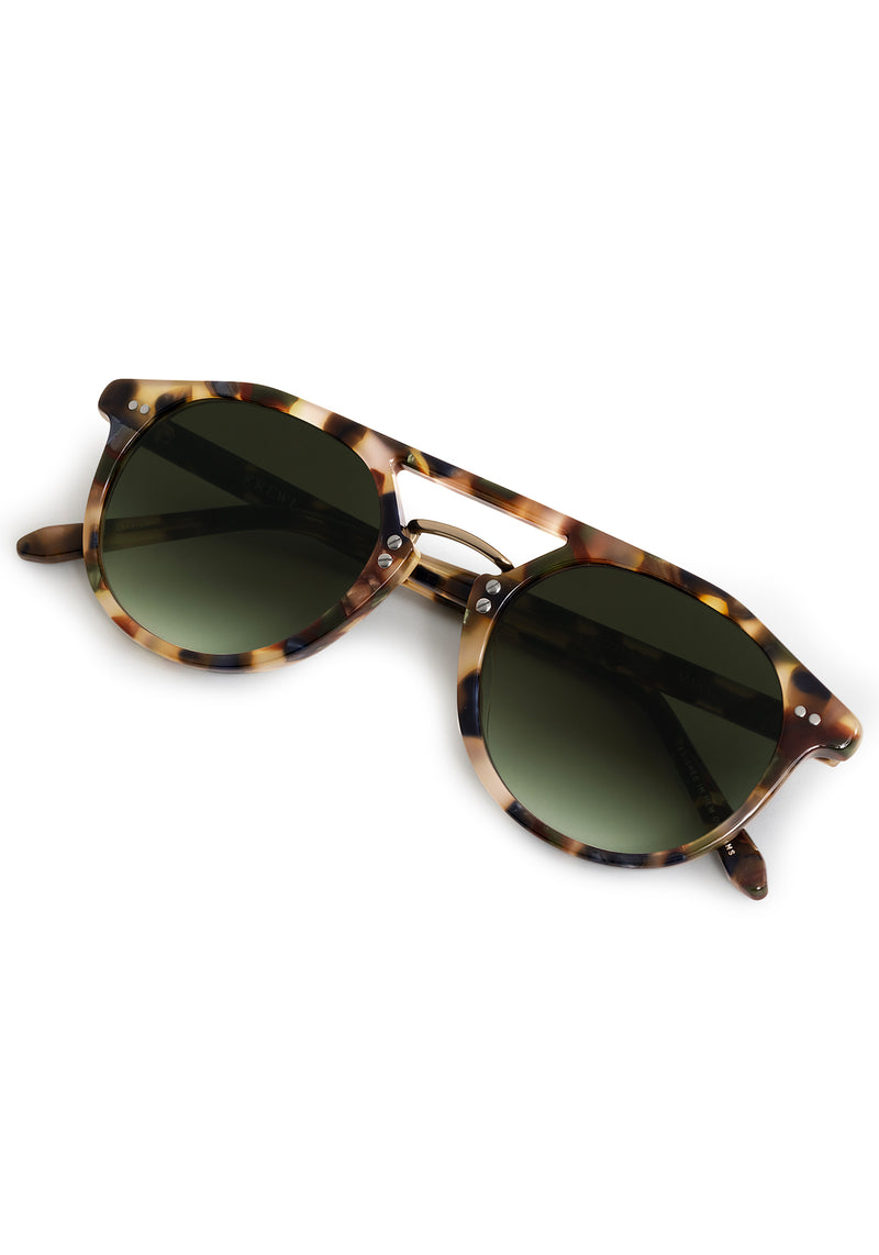 MARKLE | Tuscan Tortoise 18K Handcrafted, luxury multicolored  tortoise acetate KREWE sunglasses with gold stainless steel metal hardware 