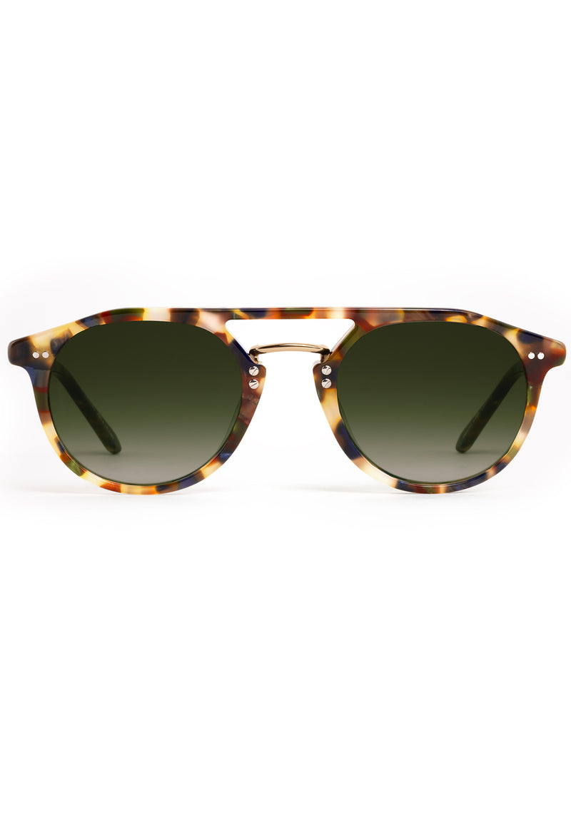 MARKLE | Tuscan Tortoise 18K Handcrafted, luxury multicolored  tortoise acetate KREWE sunglasses with gold stainless steel metal hardware 