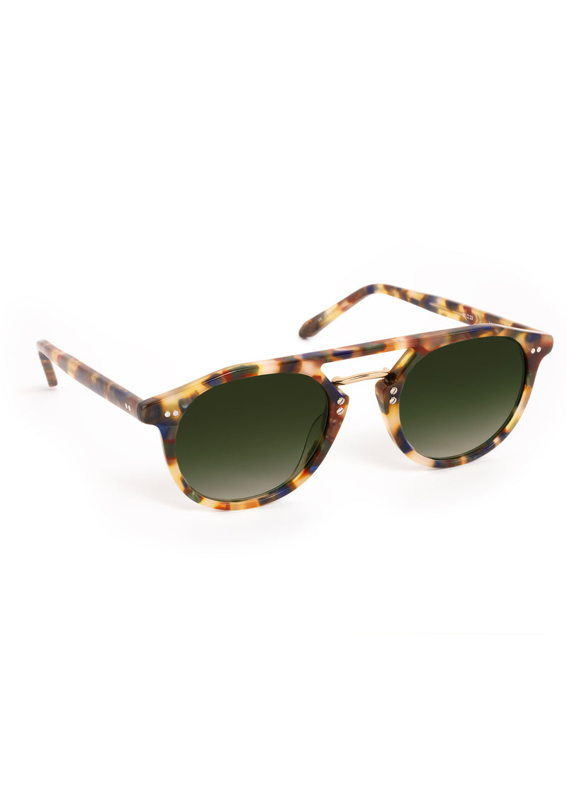 MARKLE | Tuscan Tortoise 18K Handcrafted, luxury multicolored  tortoise acetate KREWE sunglasses with gold stainless steel metal hardware 