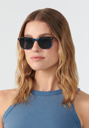 KREWE MATTHEW | Blue Steel Handcrafted, luxury blue acetate sunglasses womens model | Model: Keke