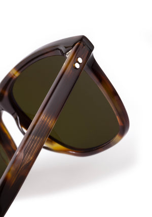 MATTHEW | Havana Polarized Handcrafted, dark brown tortoise acetate square rectangle polarized KREWE sunglasses